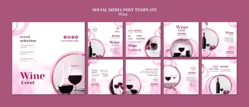 Instagram posts collection for wine tasting Free Psd