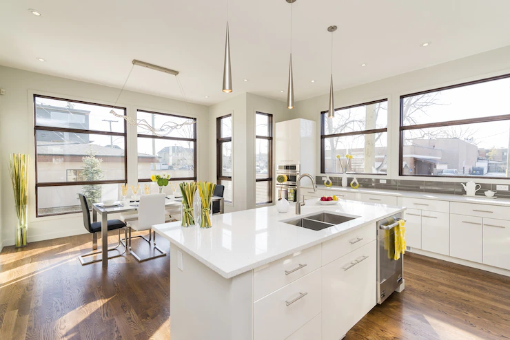 Interior Shot Modern House Kitchen With Large Windows 181624 24368