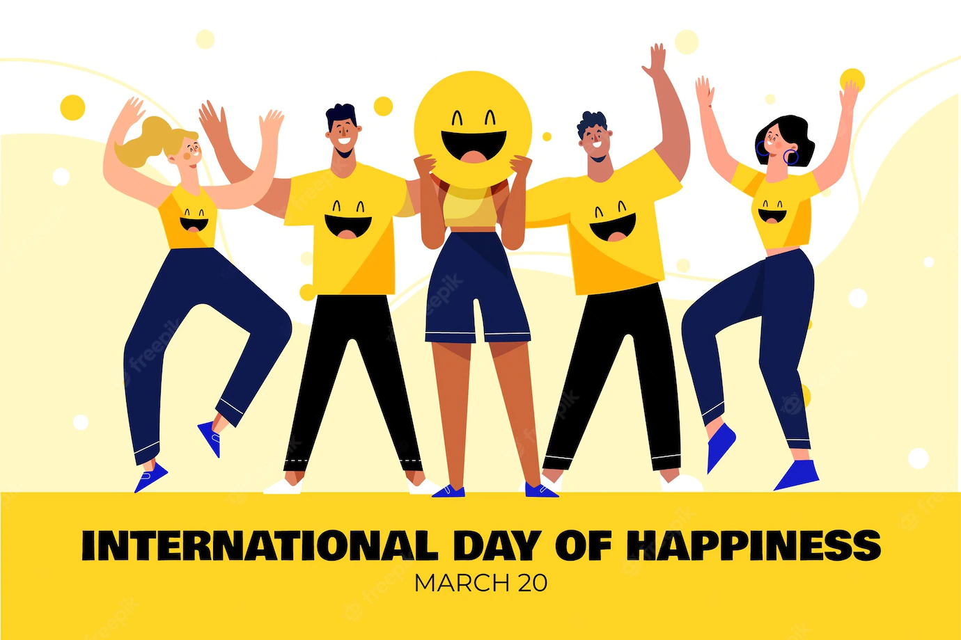 International Day Happiness Illustration With People Emoji 23 2148856283