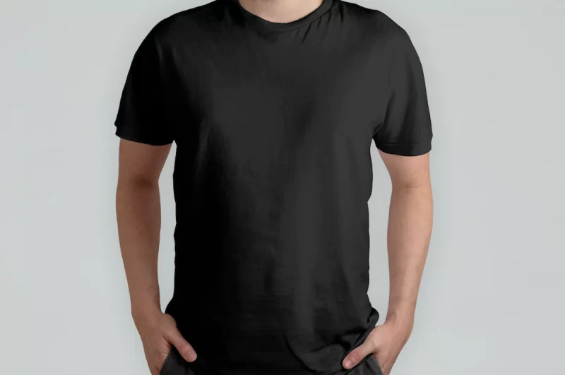 Isolated black t-shirt model, front view Free Photo