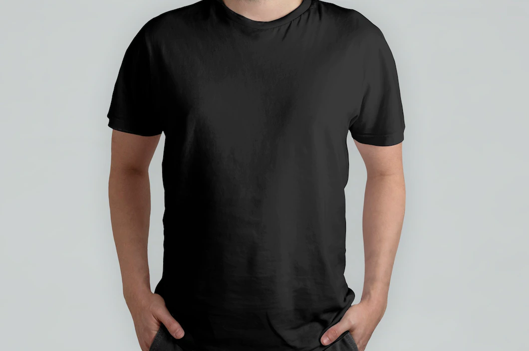 Isolated Black T Shirt Model Front View 125540 1073