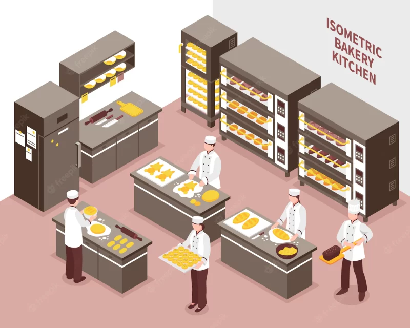 Isometric bakery illustration Free Vector