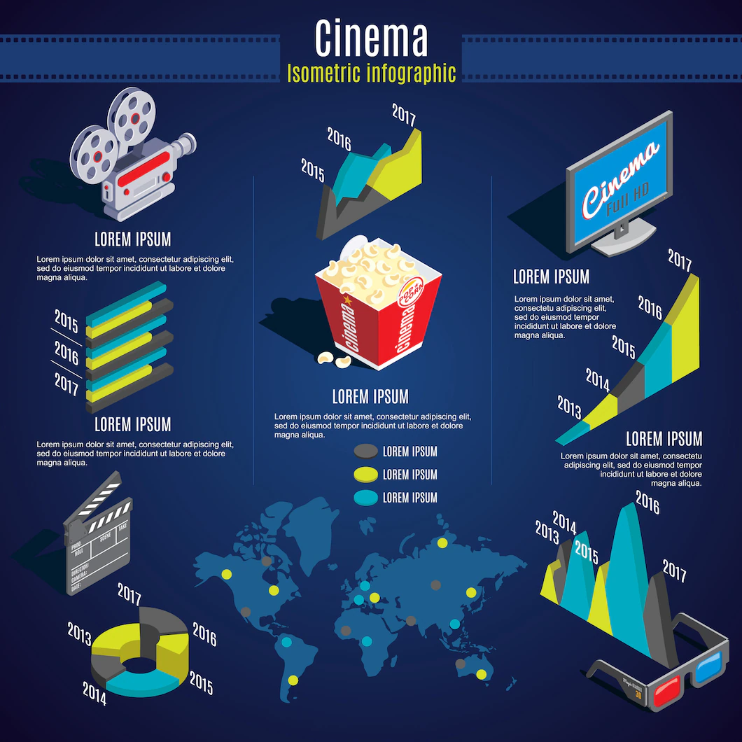 Isometric Cinema Infographic Template 1284 38346