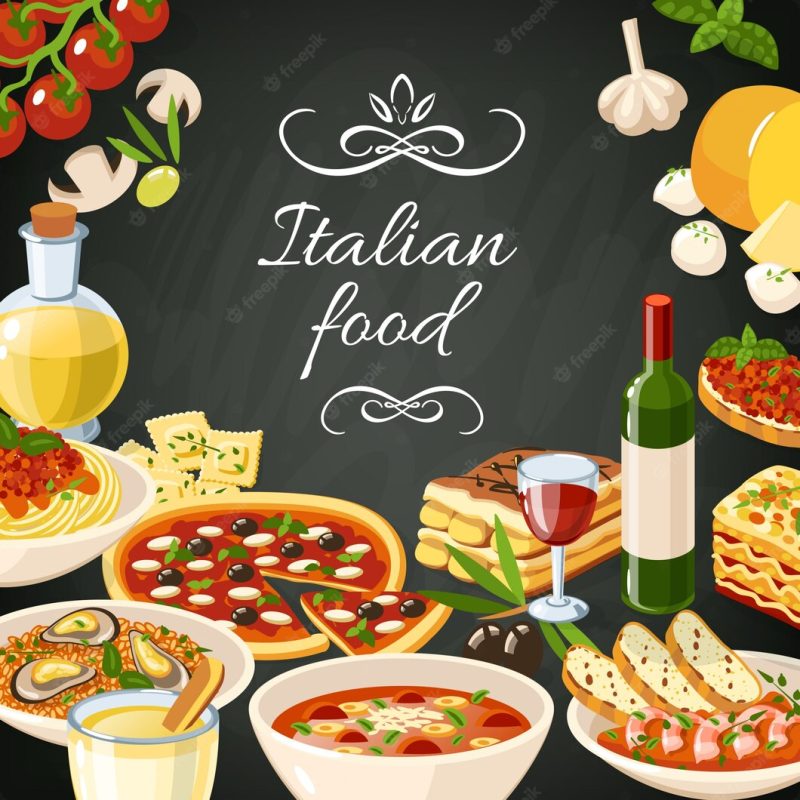 Italian food illustration Free Vector