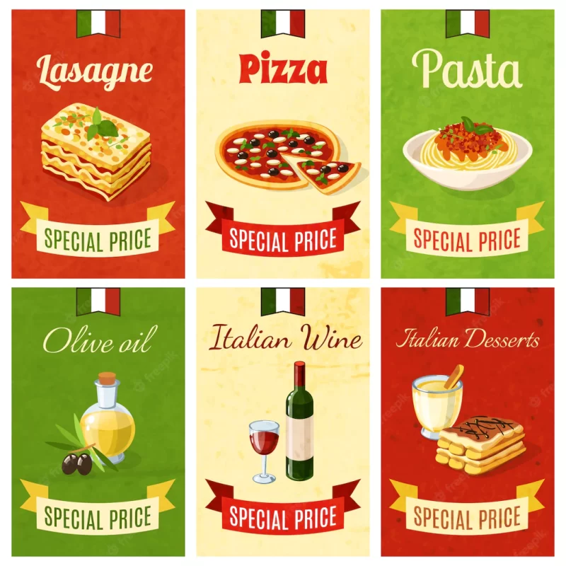 Italian food mini poster Free Vector