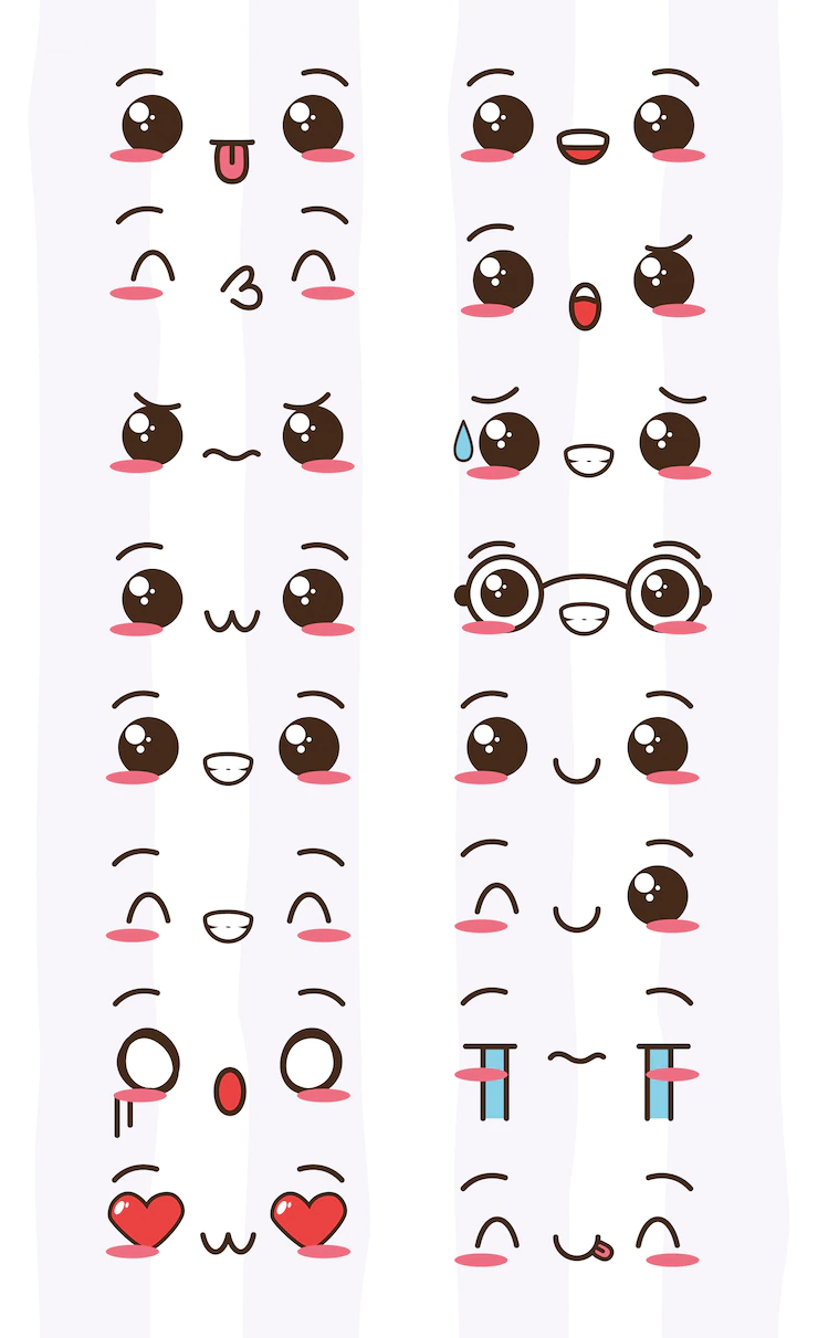 Kawaii Faces Expression Set Kawaii Faces Illustration 24908 60602