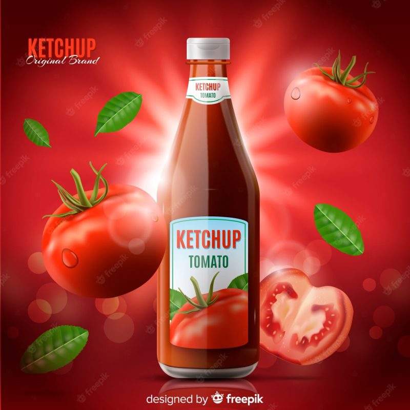 Ketchup ad template Free Vector