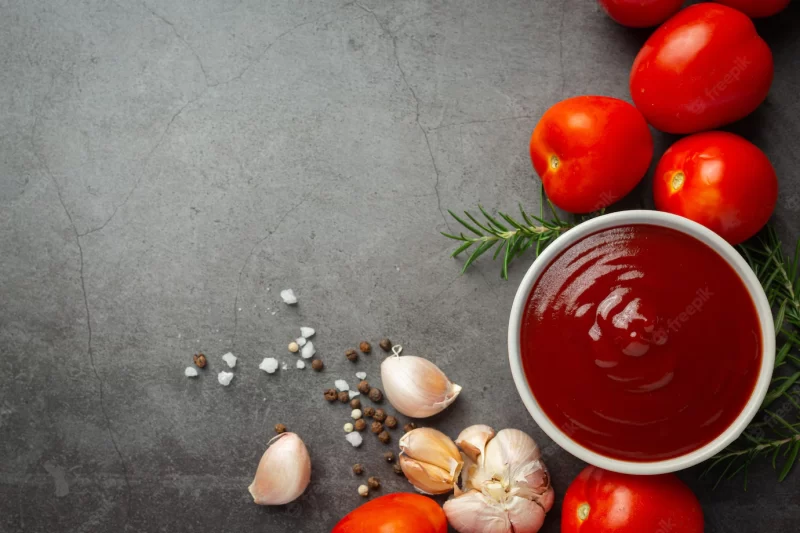 Ketchup or tomato sauce with fresh tomato Free Photo