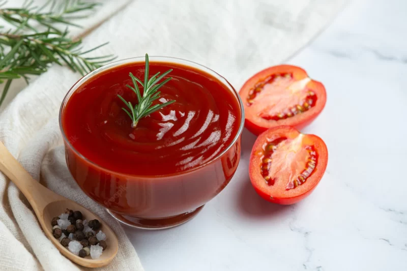 Ketchup or tomato sauce with fresh tomato Free Photo