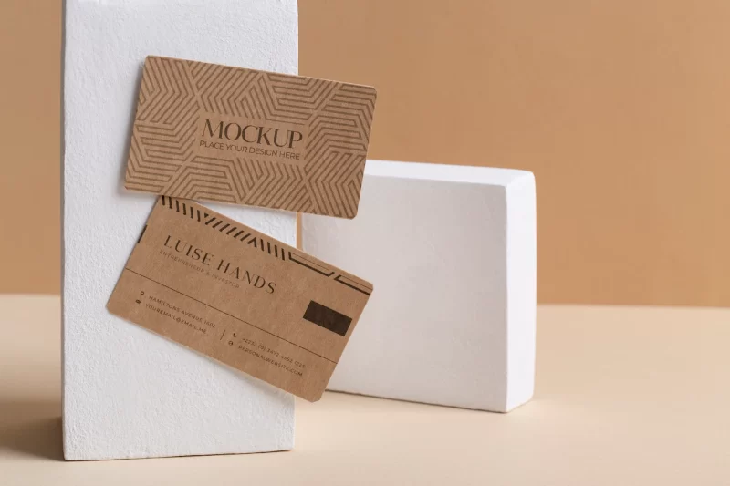 Kraft paper visit card mockup Free Psd