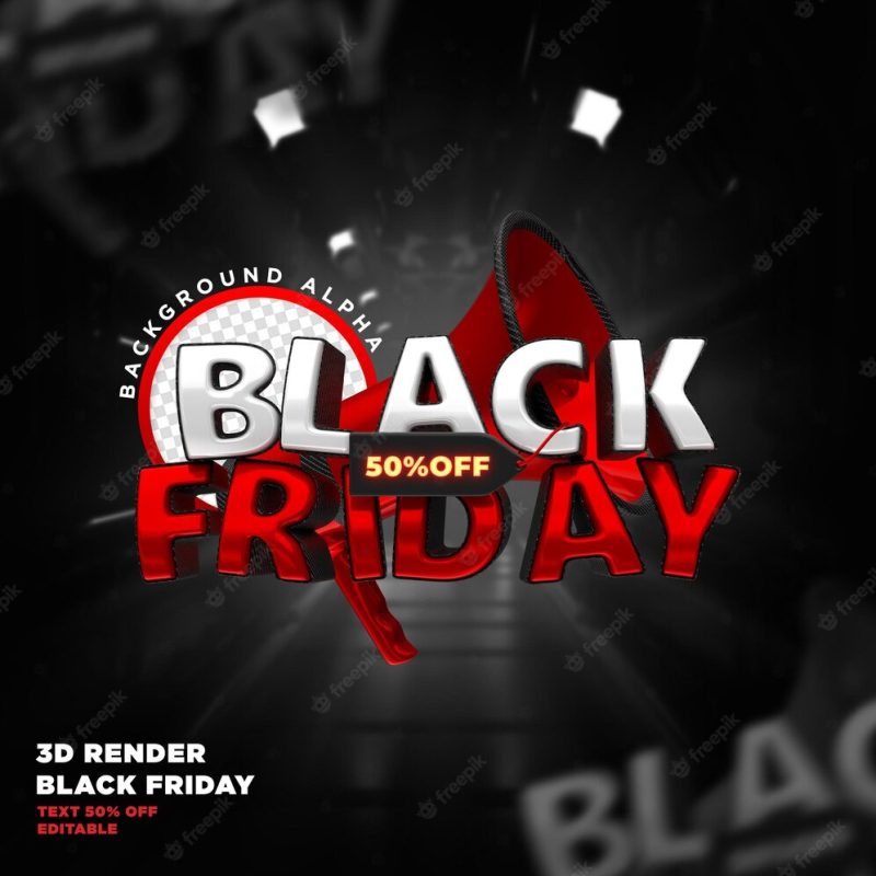 Label black friday 3d realistic render for promotion campaigns and offers Free Psd