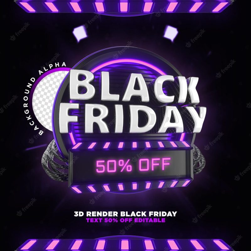 Label black friday 3d realistic render for promotion campaigns and offers Free Psd