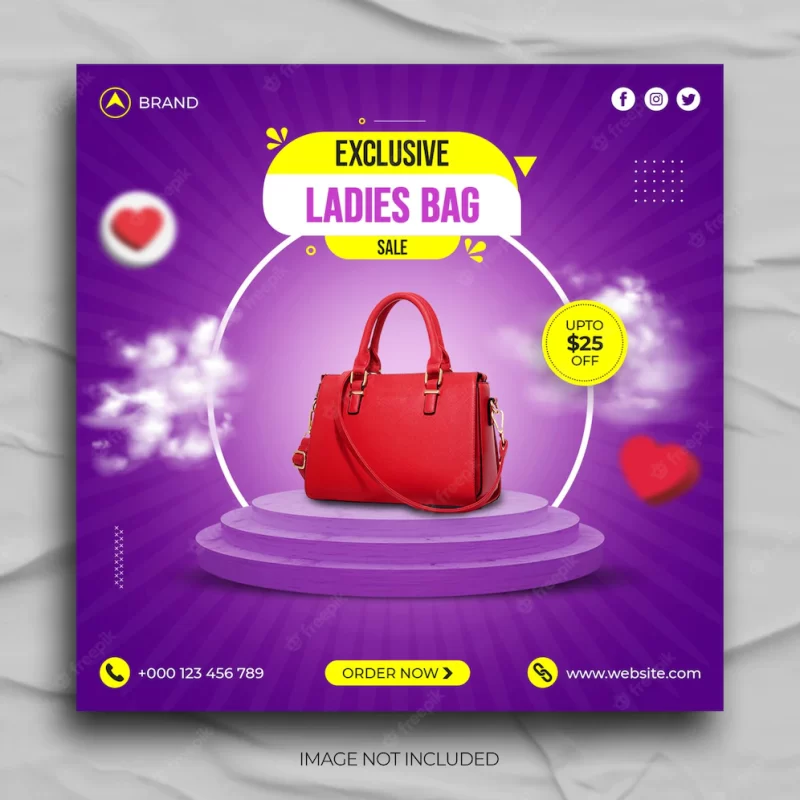 Ladies bag promotion black friday sale social media post Instagram post banner template Premium Psd