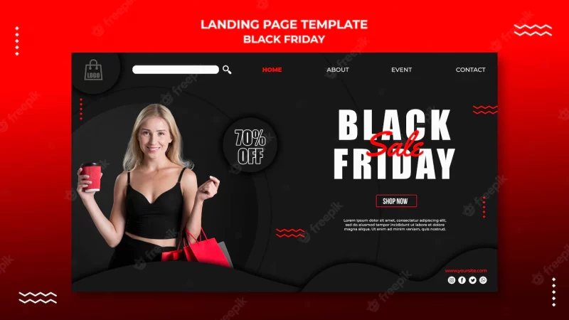 Landing page template for black friday sale Free Psd