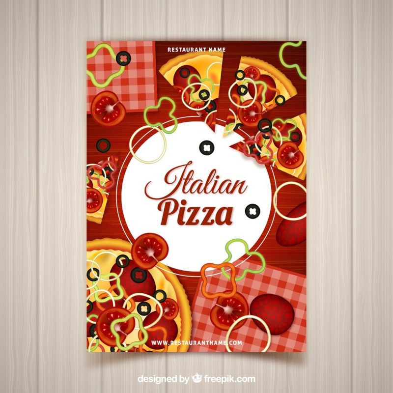 Leaflet with pizza ingredients Free Vector