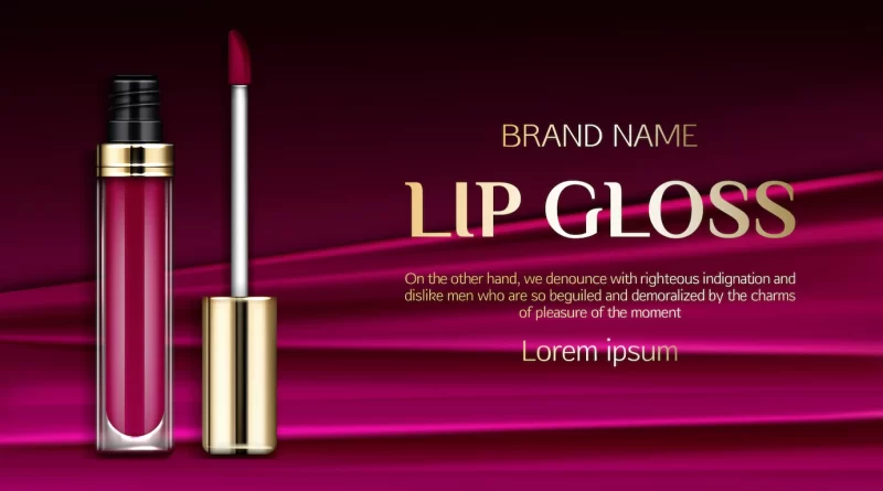 Lip gloss product promo banner Free Vector