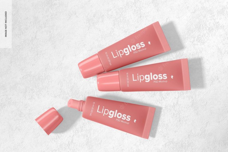 Lipgloss tubes mockup, top view Free Psd