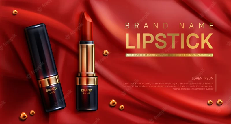 Lipstick cosmetics make up beauty product banner Free Vector