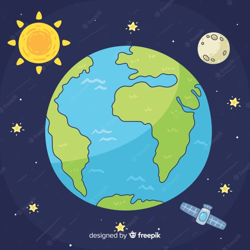 Lovely planet earth with hand drawn style Free Vector