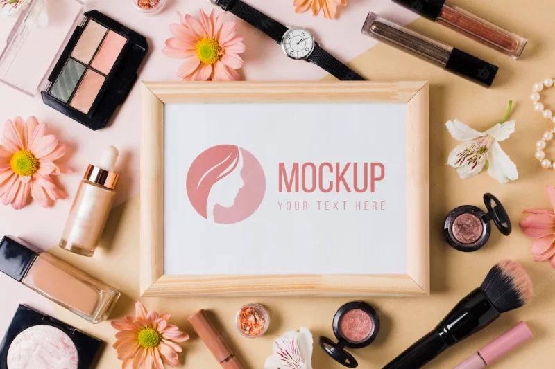 Make-up accesories concept mock-up Free Psd