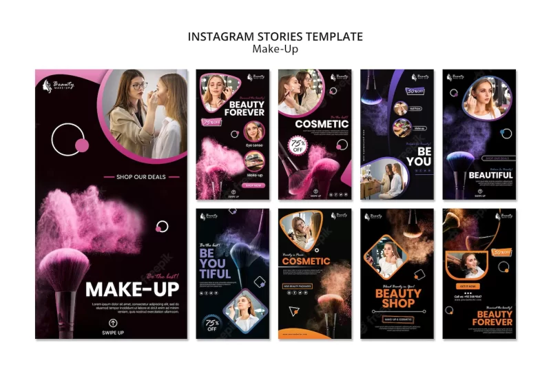 Make-up concept instagram stories template Free Psd