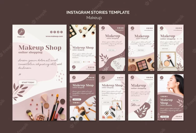 Make-up concept instagram stories template Free Psd