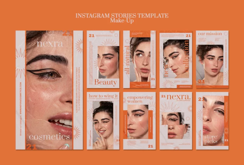 Make-up instagram stories template Free Psd