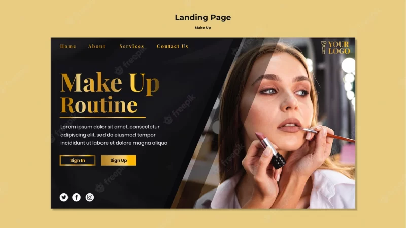 Make up landing page Free Psd