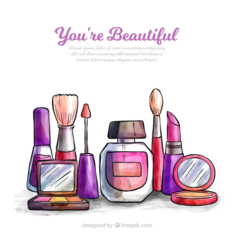 Makeup accessories background Free Vector