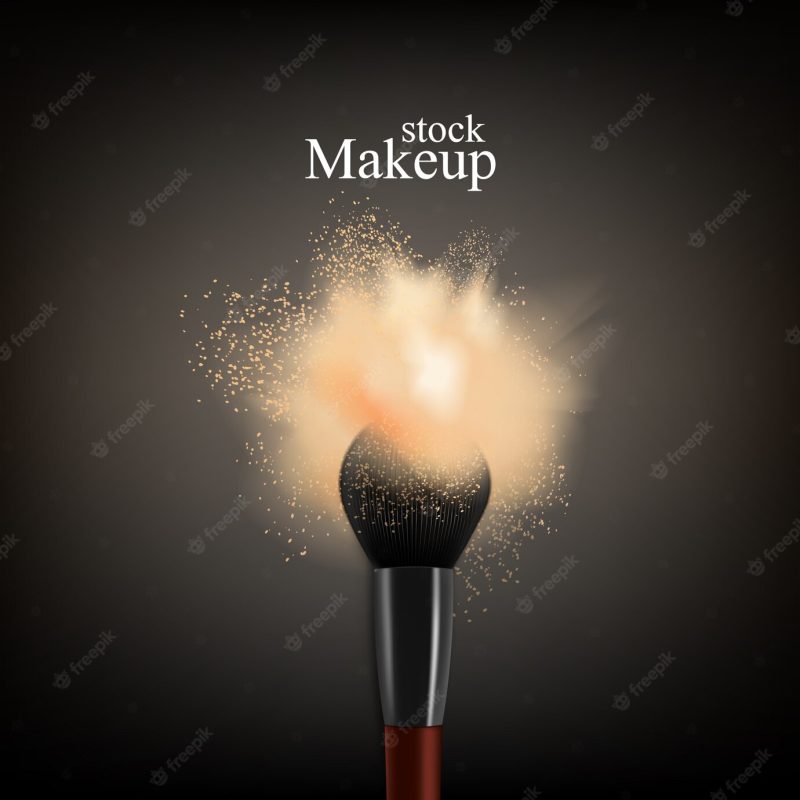 Makeup brush powder Free Vector