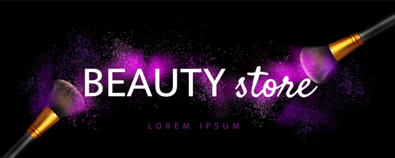 Makeup brushes design banner Free Vector