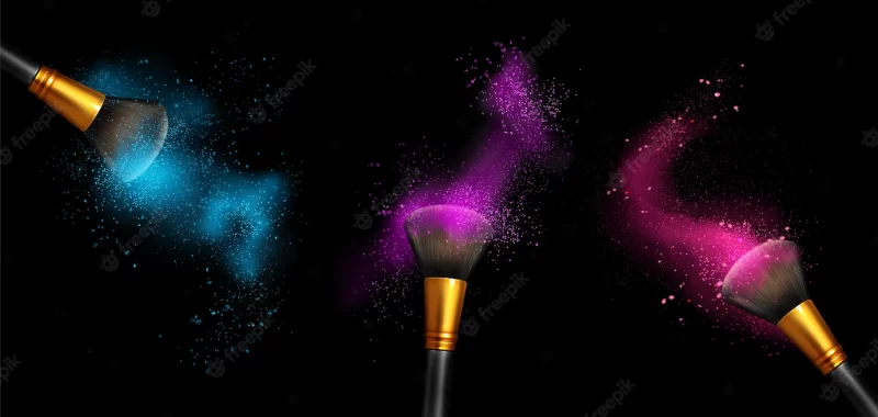 Makeup brushes design banner Free Vector