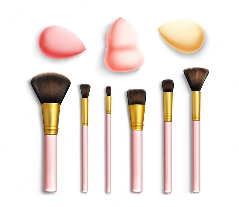 Makeup brushes design stickers Free Vector