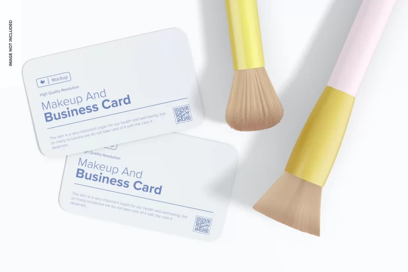 Makeup and business card scene mockup, top view Free Psd