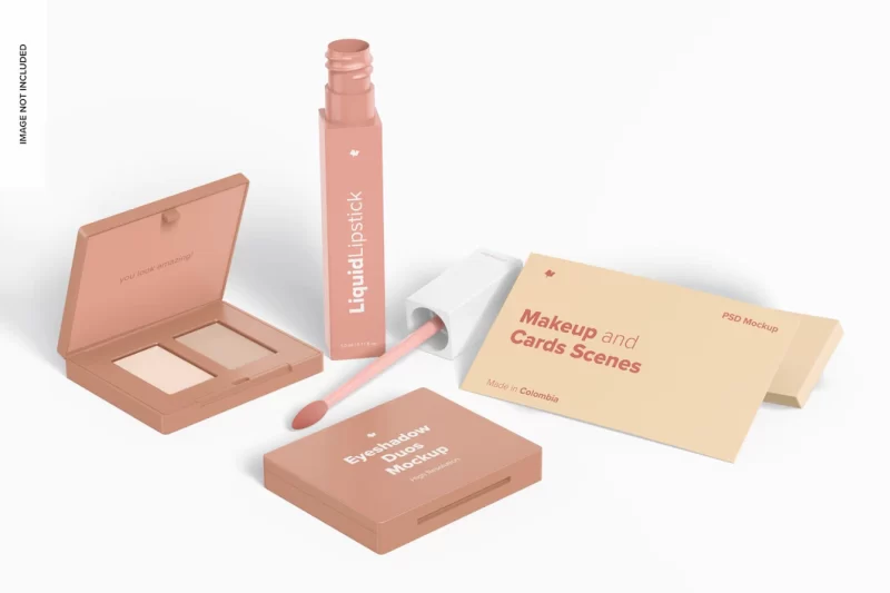 Makeup and card scenes mockup Free Psd