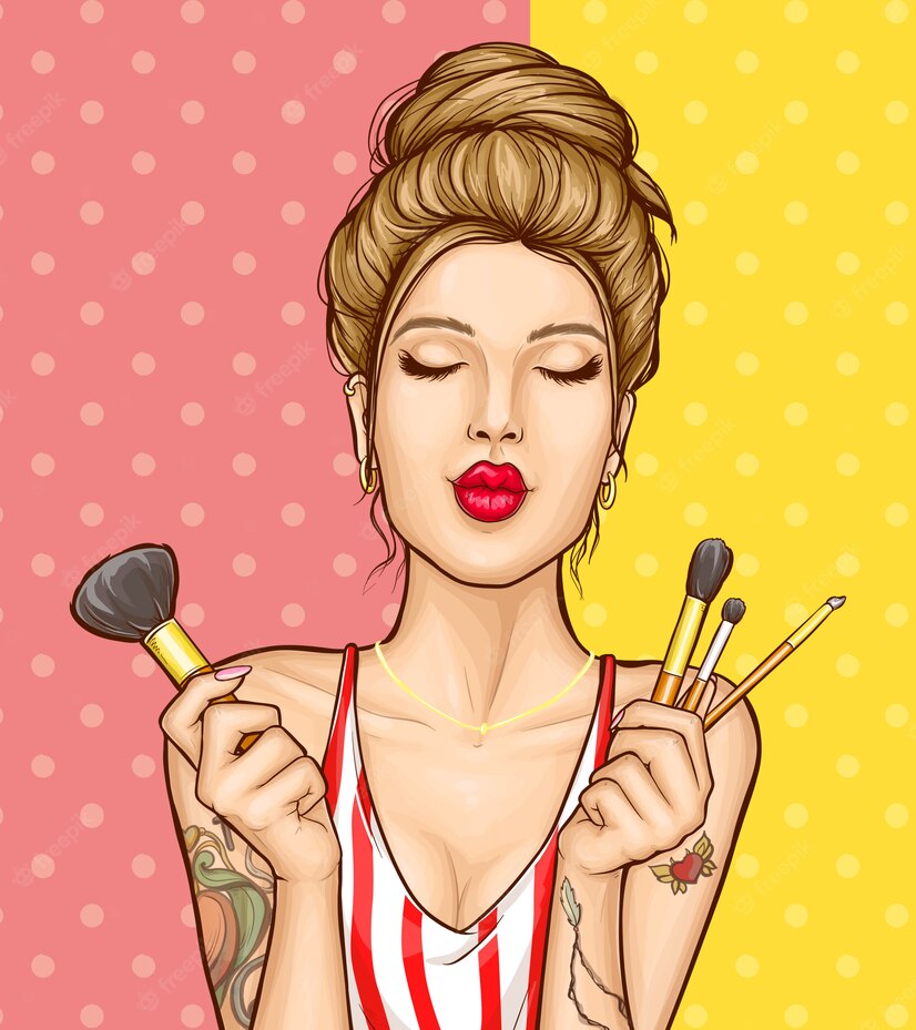 Makeup Cosmetics Ad Illustration With Fashion Woman Portrait 1441 3414