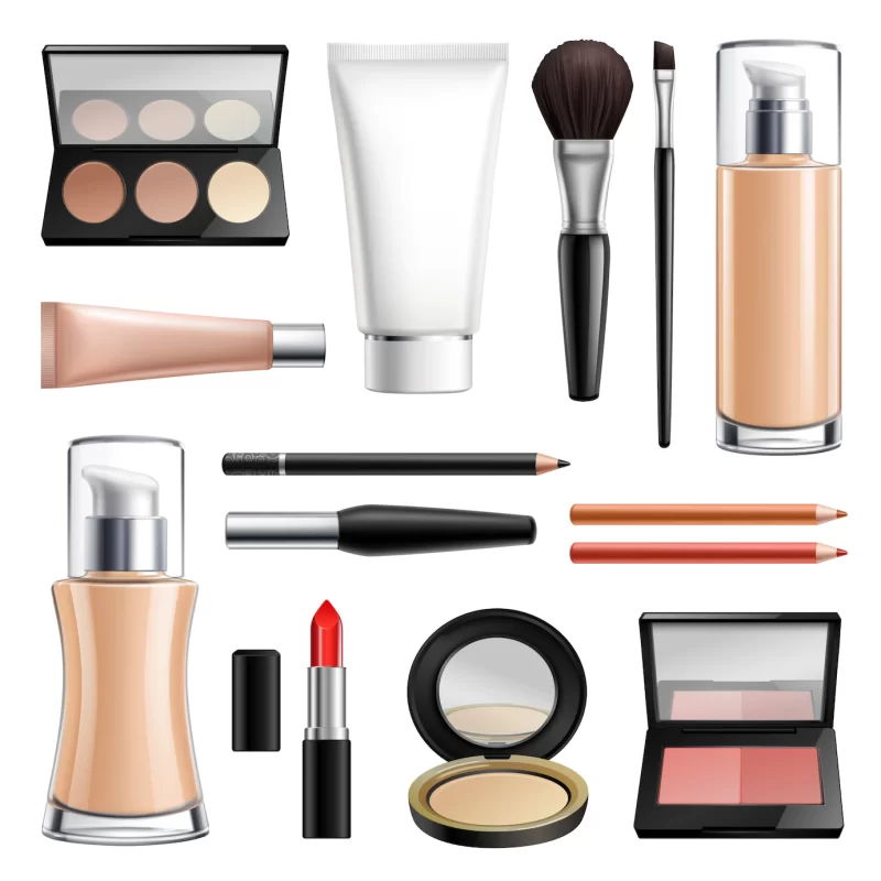 Makeup cosmetics realistic set Free Vector