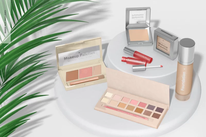 Makeup palettes mockup, perspective view Free Psd