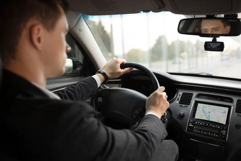 Man driving his elegant car for taxi services Free Photo