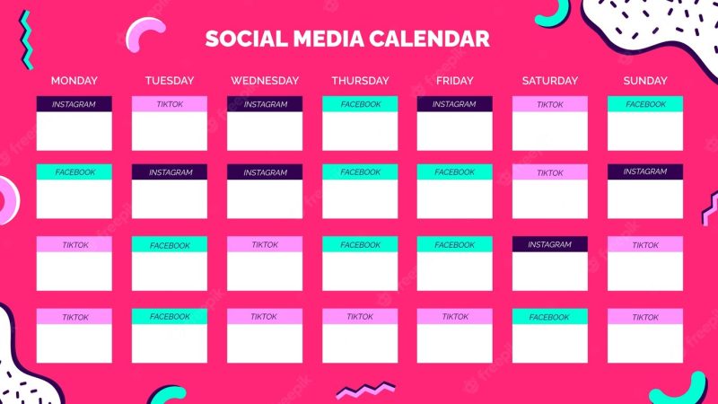 Memphis social media calendar Free Vector