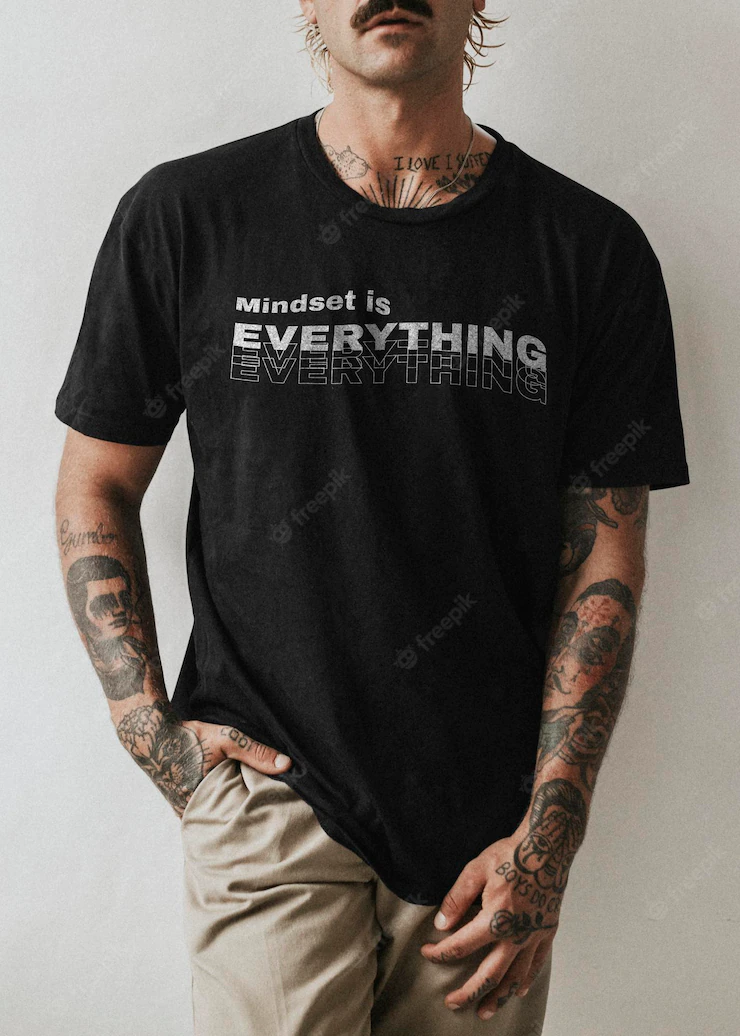 Men S Black Tee Mockup Psd Tattooed Model 53876 150796