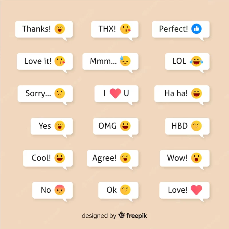 Messages with emojis reactions Free Vector