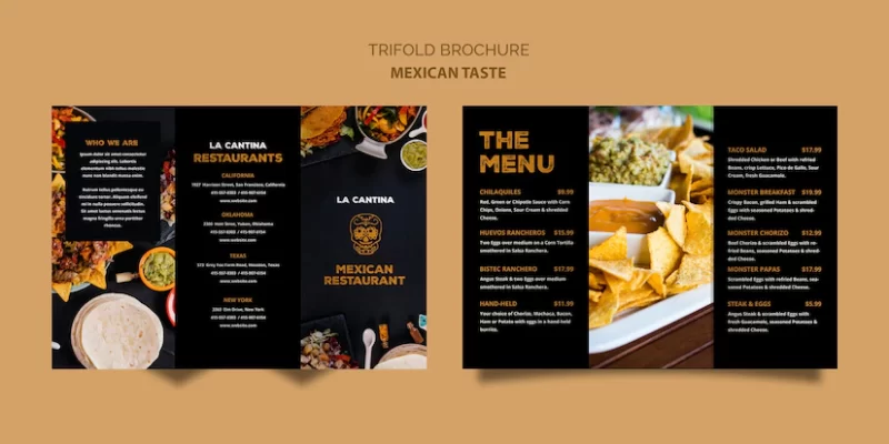 Mexican restaurant trifold brochure template Free Psd