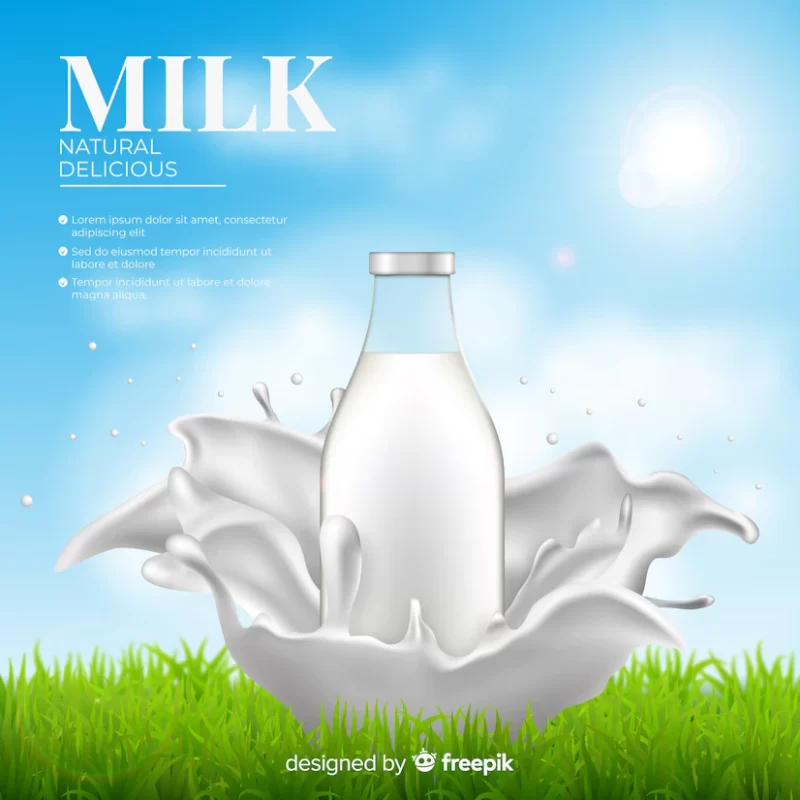 Milk ad defocused background Free Vector