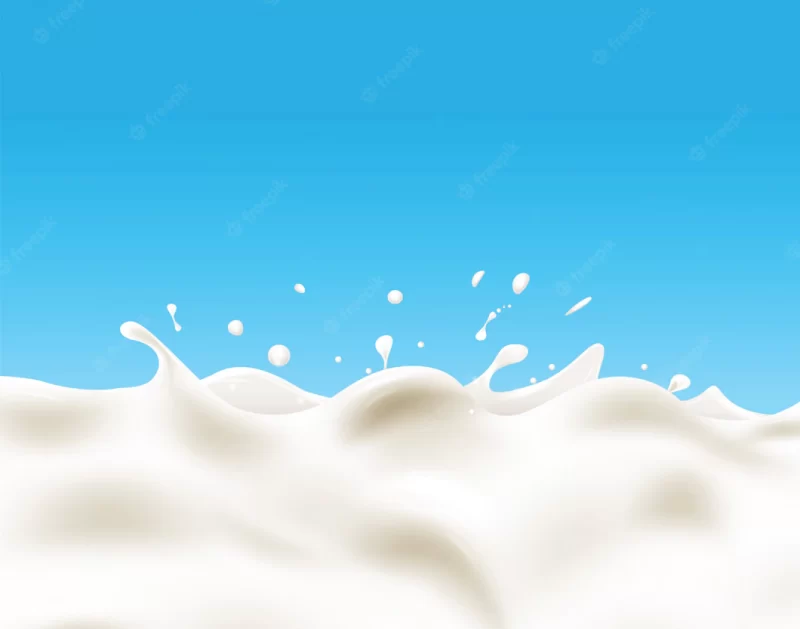 Milk background on blue background. Premium Vector