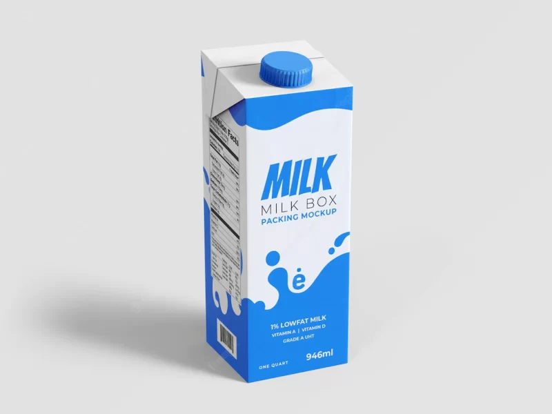 Milk box mockup template Free Psd