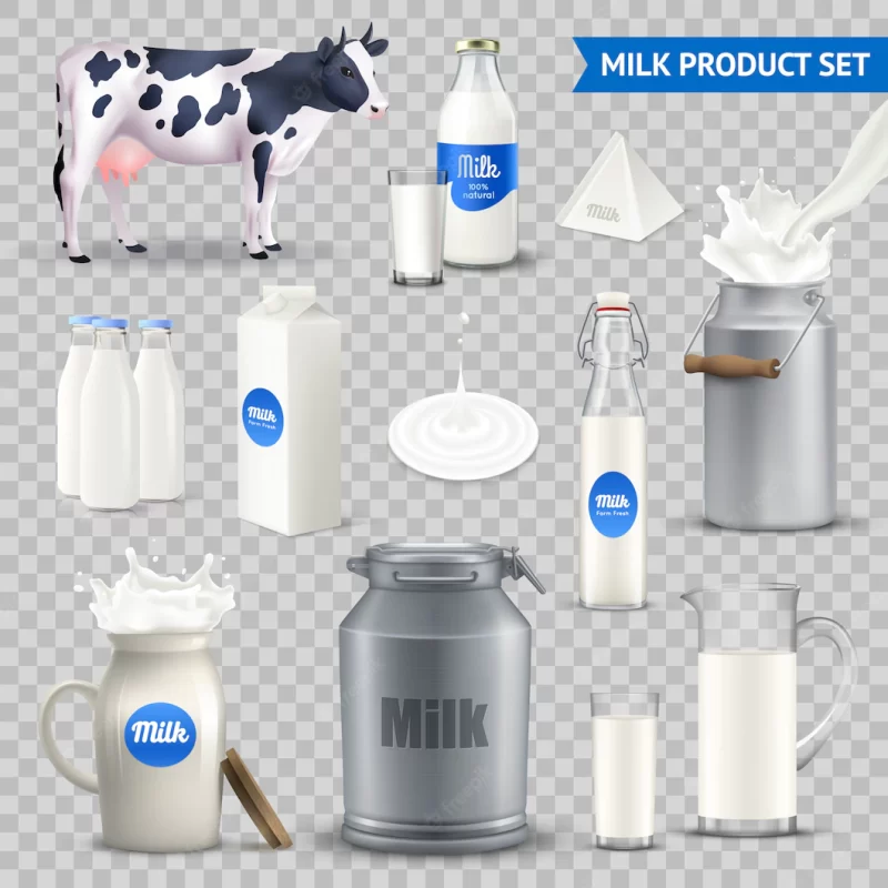 Milk cointainers pack Free Vector