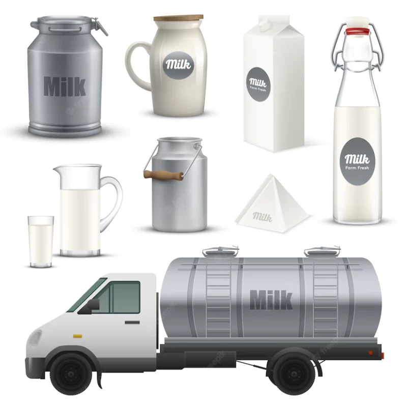 Milk containers realistic set Free Vector