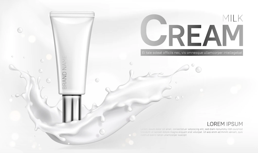 Milk Cream Cosmetics Bottle Banner With Splash 107791 778