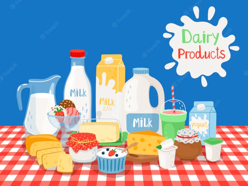 Milk and diary products Premium Vector